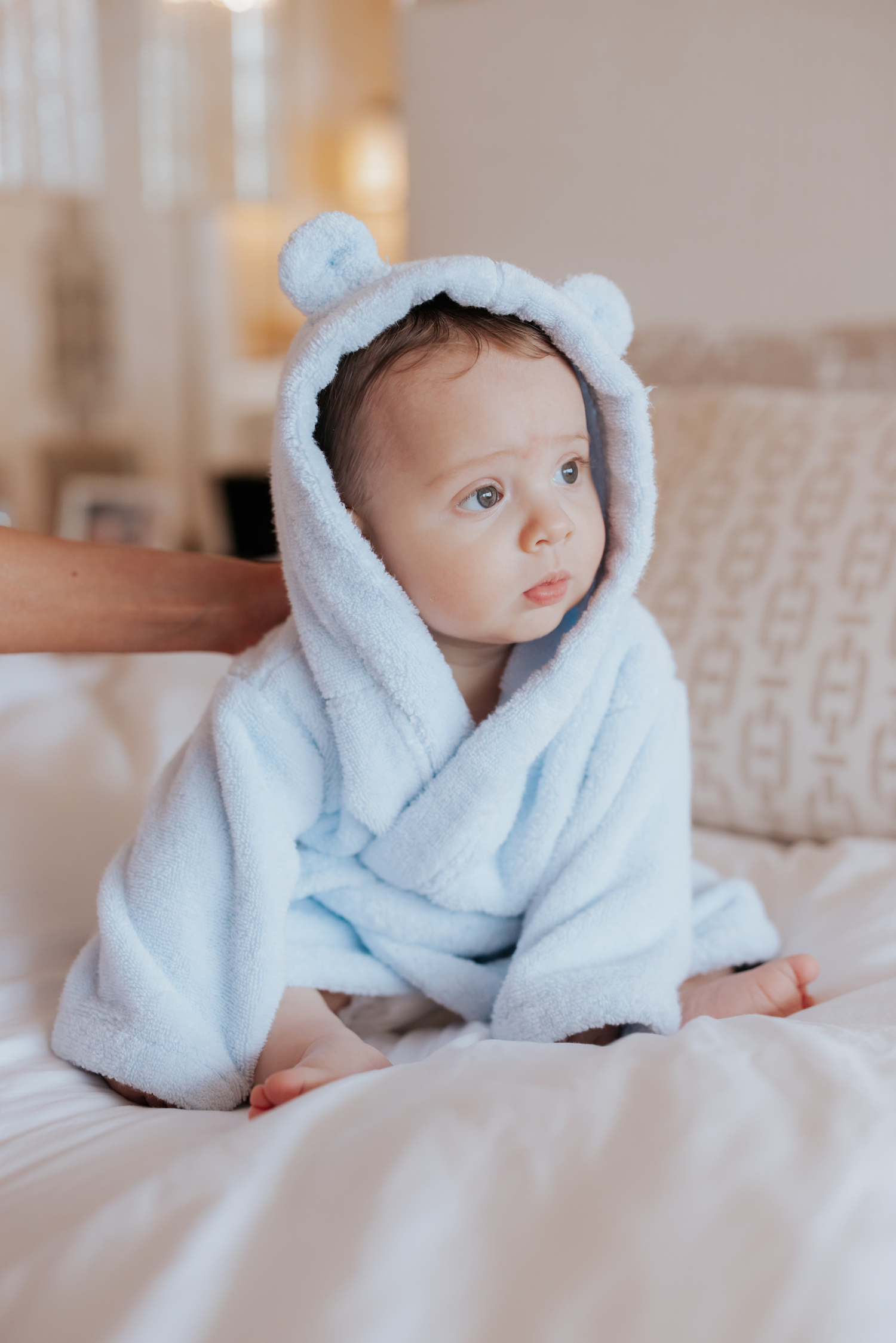 baby in bath robe 